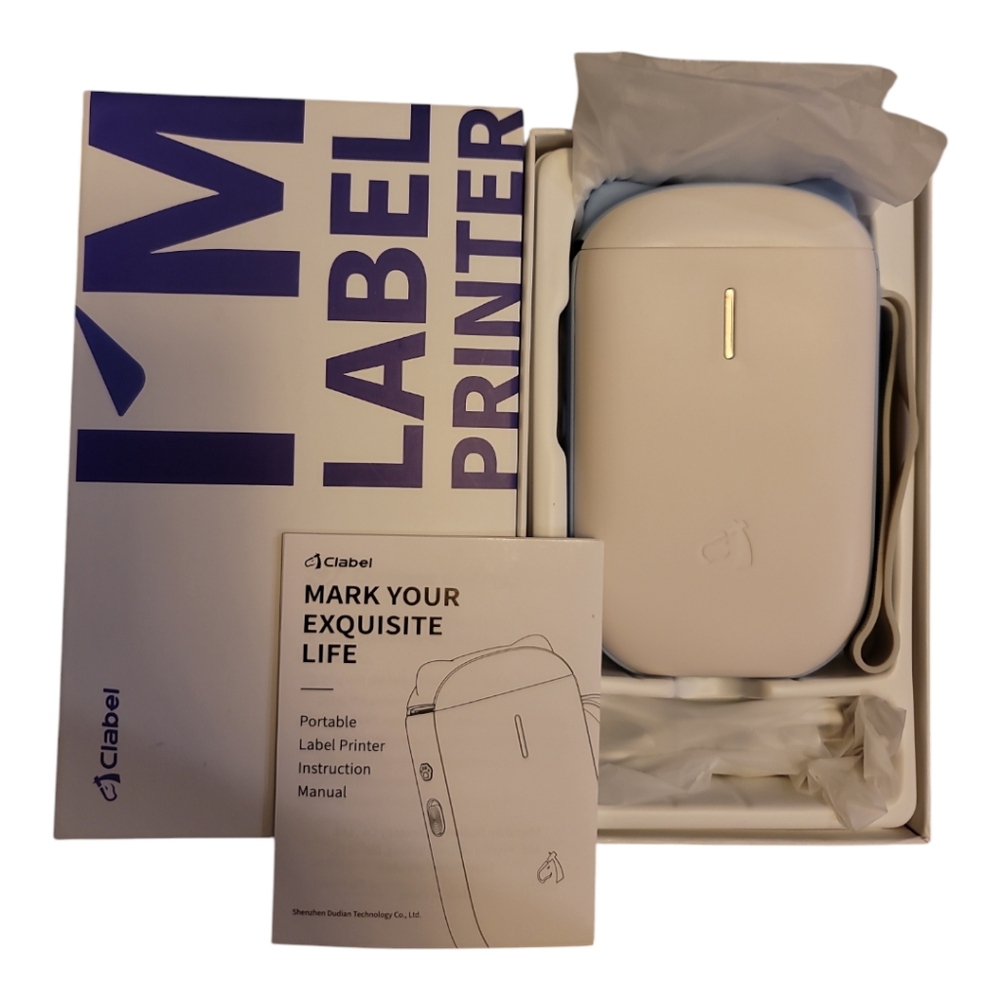 Clabel Label Printer with instructions & cord new in box run by cellphone app